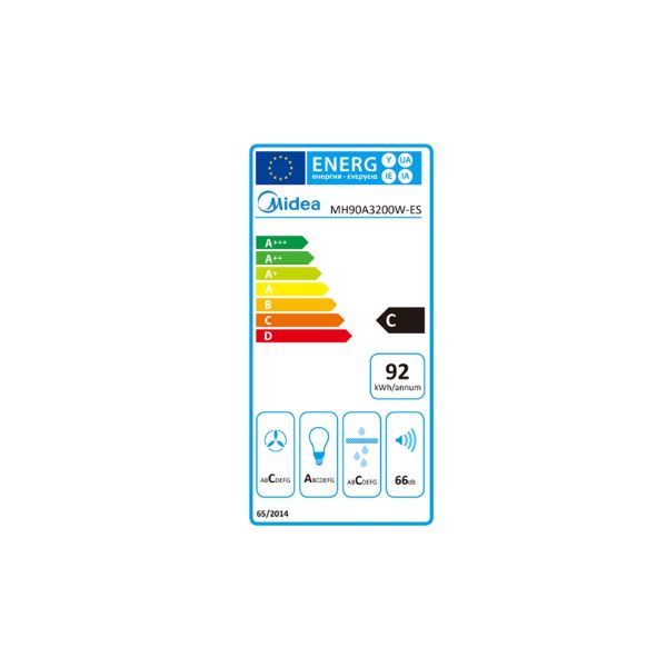 Campana Midea MH90A3200W-ES - 3 Niveles De Extracción - Blanco o Negro - 90 cm - Muebles y Electrodomesticos Contreras - Imagen 4