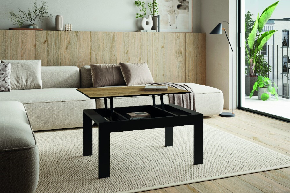 Mesa De Centro Forest Tabak, Canto Negro Elevable - Imagen 2