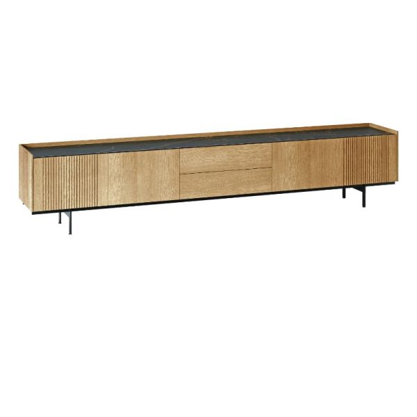 Mueble TV Espejo – 260cm, Color Roble - Imagen 2