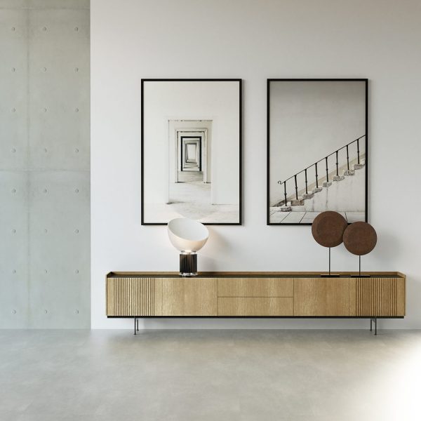 Mueble TV Espejo – 260cm, Color Roble
