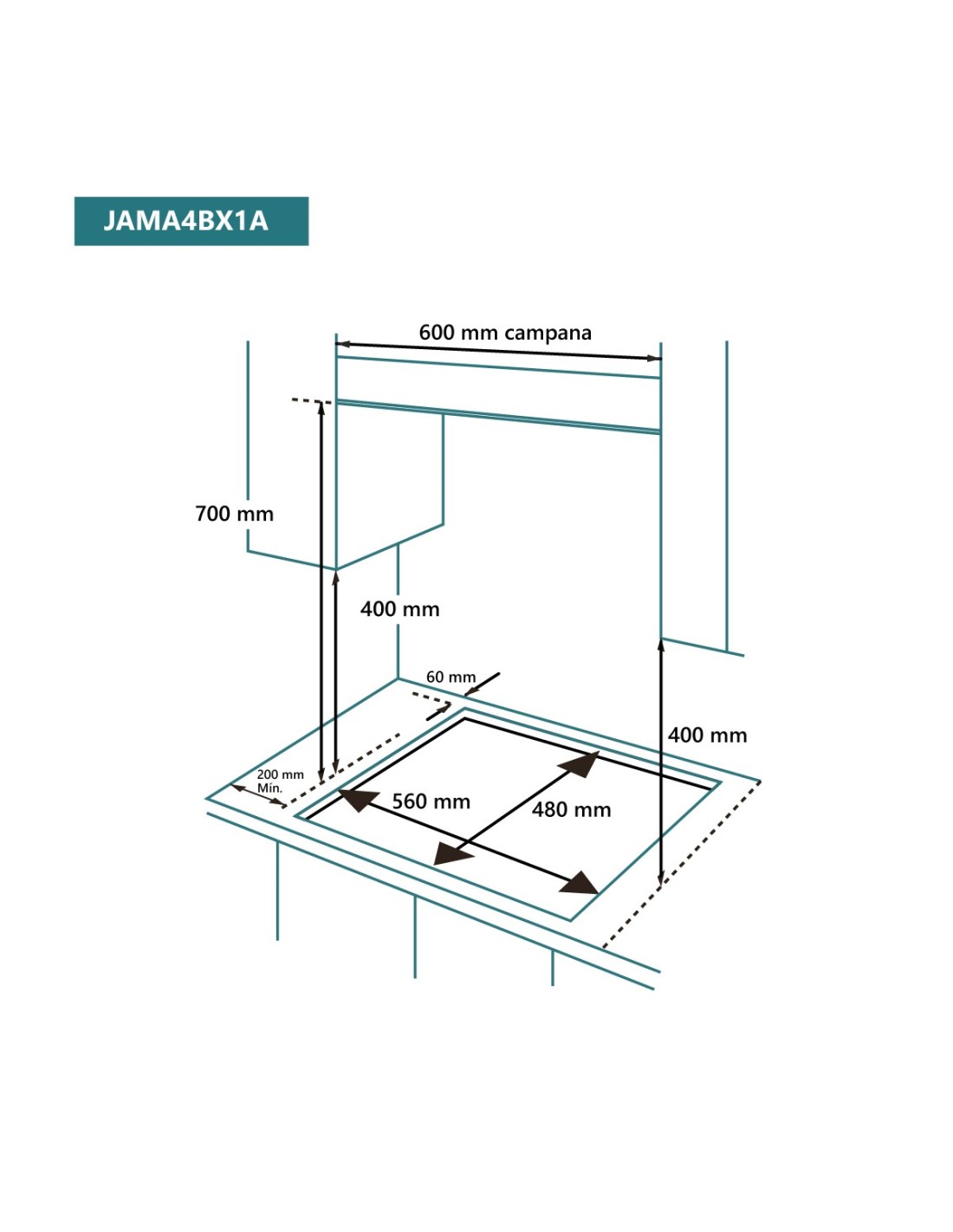 Placa de Gas Johnson JAMA4BX1A - 60 cm, 4 zonas, Inox - Imagen 2