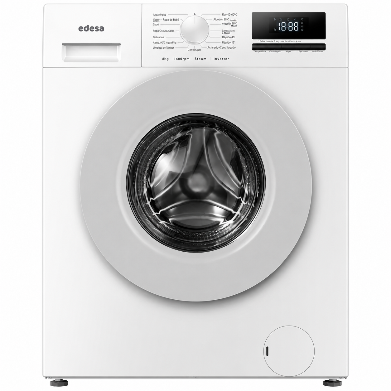 Lavadora de Carga Frontal Edesa EWF-8404 WH - 8 kg 1400 rpm Clase A Blanca