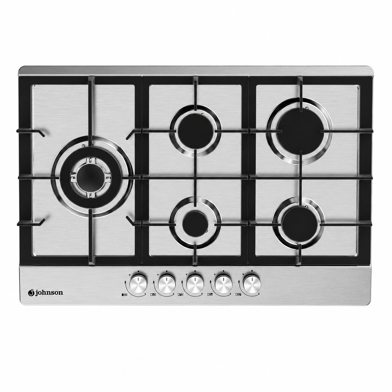 Encimera de Gas JOHNSON JAMA575BX Inox 75 cm | 5 Fuegos con Triple Llama