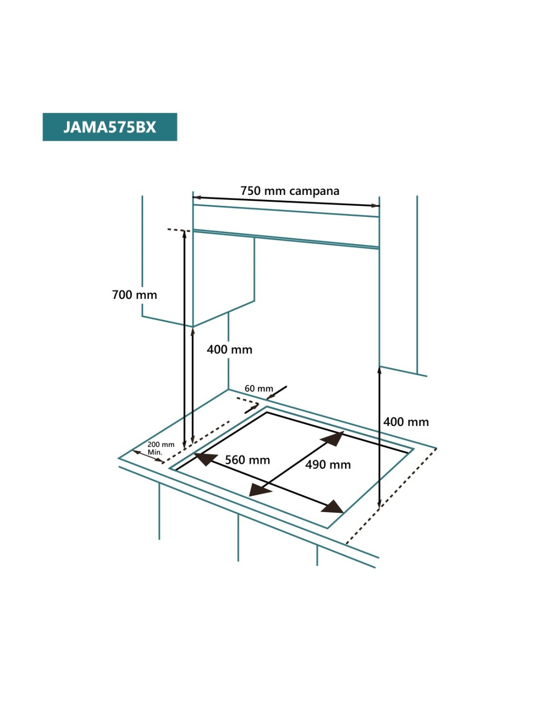 Encimera de Gas JOHNSON JAMA575BX Inox 75 cm | 5 Fuegos con Triple Llama - Imagen 2